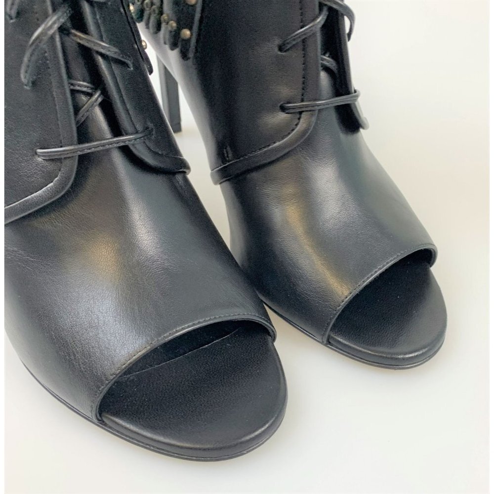 NIB Saint Laurent Paris open toe fringe booties Size 35.5 - Picture 6 of 11